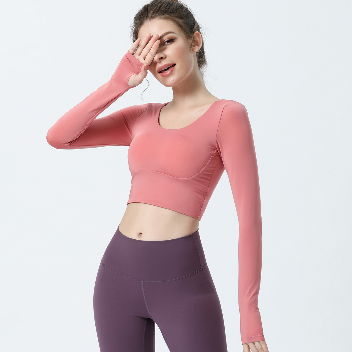Women's L/S YOGA wear CROP TOP style no.NCT230901